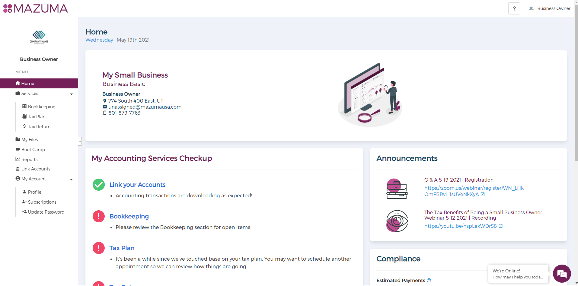 Mazuma Client Portal (Legacy) screenshot